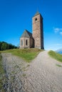 St. Kathrein`s church in Hafling, church of Santa Caterina in Avelengo, South Tyrol, Italy