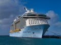 St Kitts: Jan 25 2024: The Royal Caribbean cruise ship Anthem of the Seas moored in Basseterre, St Kitts in the Caribbean. Royalty Free Stock Photo