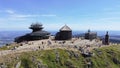 St Lawrence Chapel and the Polish meteorological observatory on Sniezka mountaintop, Czech Republic Royalty Free Stock Photo