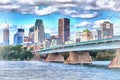 St Lawrence river with Concorde bridge colorful painting