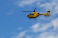 St Leonards, Hampshire, UK - May 30 2017: Helicopter with registration G-WPDB in yellow with 