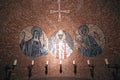 St. Lioba, St. Boniface and St. Mauritius, mosaic in the Church of the Benedictine Abbey of the Dormition, mount Zion in Jerusalem
