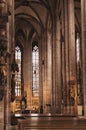 St. Lorenz Church, Gothic interior, large windows, stained glass windows and vaults