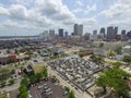 St. Louis Cemetery in New Orleans and Cityscape with Mississippi in background