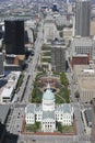 St. Louis - Circa May 2008: Downtown and the Old Courthouse from the top of the Gateway Arch in St. Louis III Royalty Free Stock Photo