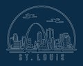 St.Louis - Cityscape with white abstract line corner curve modern style on dark blue background, building skyline city vector