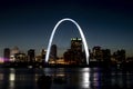St louis gateway arch on mississippi river at night Royalty Free Stock Photo
