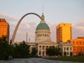 St. Louis Gateway Arch and Old Courthouse Royalty Free Stock Photo