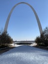 St. Louis Gateway Arch in winter time. Royalty Free Stock Photo