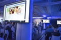 St Louis, Missouri, United States-March 27 2018-speaker and small business owners at Facebook Community Boost event video screens