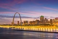 St. Louis, Missouri, USA downtown cityscape on the Mississippi River Royalty Free Stock Photo