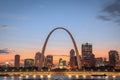 St. Louis, Missouri, USA downtown cityscape on the River Royalty Free Stock Photo