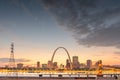 St. Louis, Missouri, USA downtown cityscape on the river Royalty Free Stock Photo
