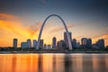 St. Louis, Missouri, USA Downtown Cityscape on the River Royalty Free Stock Photo