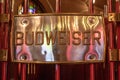 Budweiser logo embossed on a copper plate at Anheuser-Busch brewery