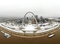 Panoramic view of a St Louis covered in snow from above. Royalty Free Stock Photo