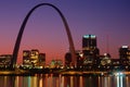 St. Louis, MO skyline and Arch at night Royalty Free Stock Photo