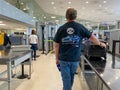 People waiting in line at TSA security at St. Louis, MO Lambert International Airport STL Royalty Free Stock Photo