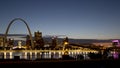 ST Louis skyline from across Mississippi river USA