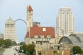 St. Louis skyline down Market Street with view of Gateway Arch and Union Station, Missouri Royalty Free Stock Photo