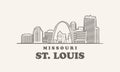 St.Louis skyline, missouri drawn sketch big city