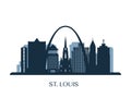 St. Louis skyline, monochrome silhouette.