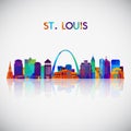 St.Louis skyline silhouette in colorful geometric style. Royalty Free Stock Photo