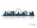 St.Louis skyline silhouette with reflection.