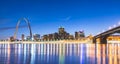 St. louis skyscraper at night with reflection in river,st. louis