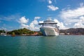 ST. LUCIA, CARIBBEAN - JANUARY 9: Princess Cruise Ship, Emerald Princess, in Castries, capital of St. Lucia. - Crown-class cruise Royalty Free Stock Photo