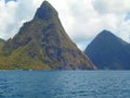 St Lucia Pitons from the Sea Royalty Free Stock Photo