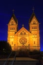 St. Lutwinus church in Mettlach at night