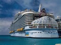 St Maarten - Jan 24 2024: The stern of the Royal Caribbean cruise ship Wonder of the Seas moored in Philipsburg, St Maarten Royalty Free Stock Photo