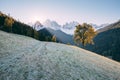 St. Magdalena village. Location Funes valley, Dolomites, South Tyrol, Italy. Europe