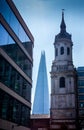 St. Magnus the Martyr Church spire with the London Shard.