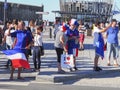 French football fans at France after the match of FIFA World Cup Russia 2018 France vs Croatia. France won 4-2 Royalty Free Stock Photo