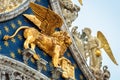 St MarkÃ¢â¬â¢s Basilica, detail of facade top, Venice, Italy. Famous Saint MarkÃ¢â¬â¢s cathedral is main tourist attraction of Venice Royalty Free Stock Photo