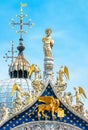 St MarkÃ¢â¬â¢s Basilica, detail of luxury rooftop, Venice, Italy. Old Saint MarkÃ¢â¬â¢s cathedral is famous tourist attraction of Venice Royalty Free Stock Photo