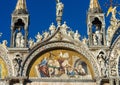 St Mark`s Basilica or San Marco close-up, Venice, Italy. It is top landmark in Venice. Beautiful Christian mosaic of basilica Royalty Free Stock Photo