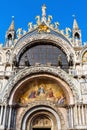 St MarkÃ¢â¬â¢s Basilica in Venice, Italy. Front view of main portal. Famous Saint MarkÃ¢â¬â¢s church is top landmark of Venice