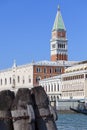 St Mark`s Campanile and gothic Doge`s Palace on Piazza San Marco, Venice, Italy Royalty Free Stock Photo