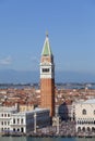 St Mark`s Campanile and gothic Doge`s Palace on Piazza San Marco, Venice, Italy Royalty Free Stock Photo