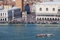 St Mark`s Campanile and gothic Doge`s Palace on Piazza San Marco, Venice, Italy Royalty Free Stock Photo