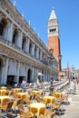 St. Mark`s Campanile and St. Mark`s Square in Venice