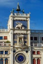 St Mark`s Clock tower or Torre dell`Orologio in Piazza San Marco. Venice. Italy Royalty Free Stock Photo