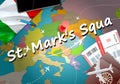 St. Mark`s Squa city travel and tourism destination concept. Ita