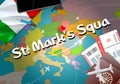 St. Mark`s Squa city travel and tourism destination concept. Ita