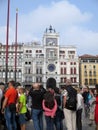 St. Mark`s Square - In the background Clock tower - Venice Italy Royalty Free Stock Photo