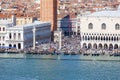 St. Mark`s Square Piazza San Marco, Piazzetta, crowd of tourists, Venice, Italy Royalty Free Stock Photo