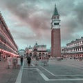 St. Mark Square Campanile and Doges Palace in Venice, Italy. Royalty Free Stock Photo